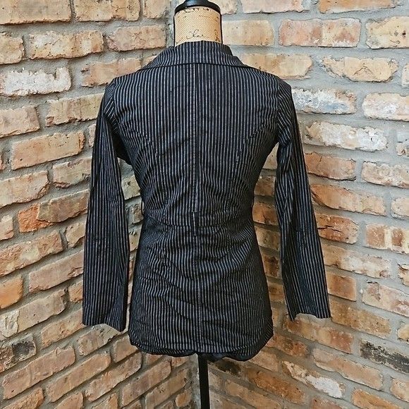 JouJou Black white pinstriped double breasted blazer size Small - Picture 6 of 11